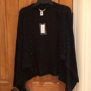 Milly S NWT Black Pointelle Hole Pullover/Cardigan
